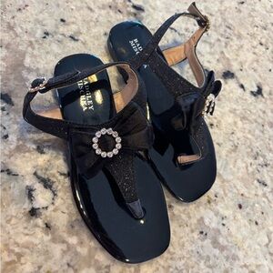 Badgley Mischka Black Dress Sandals with Rhinestone Bow size 11